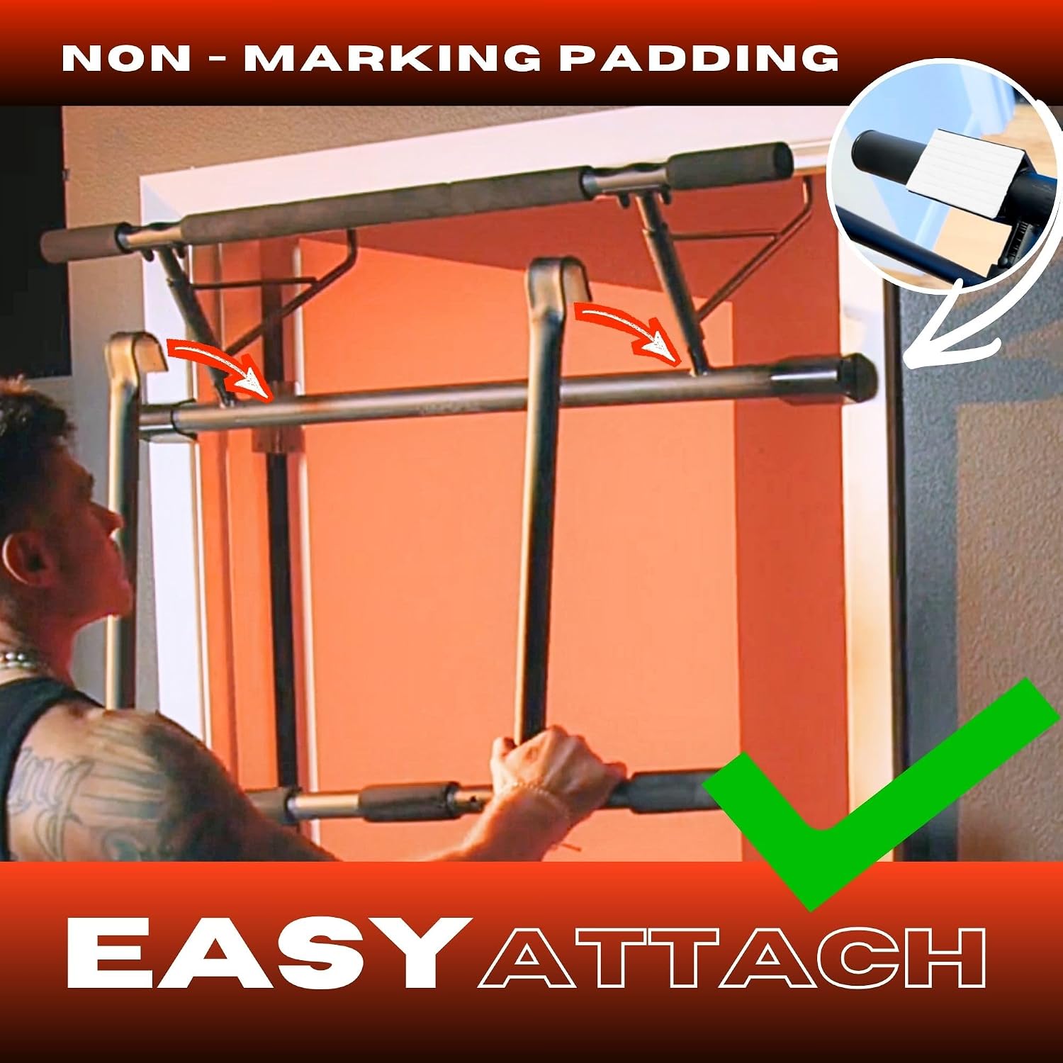 Estación multifuncional para e - Door Pull Up Bar No Screw reseña y precio